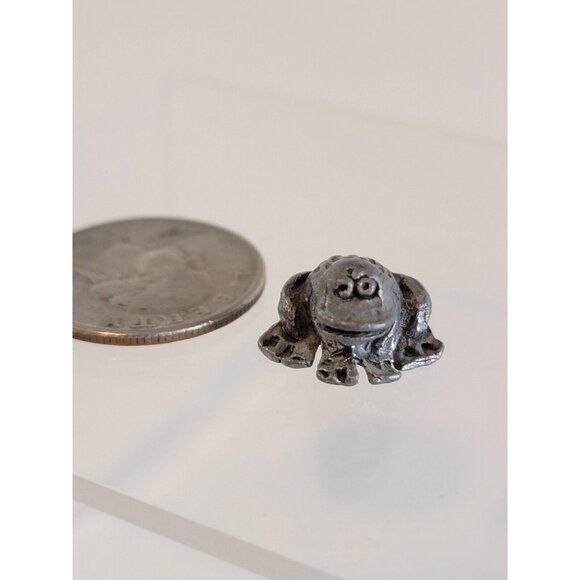 Vtg Michael Ricker? Bartlett Pewter Frog Miniature Figure Small 0.5" Size - Picture 7 of 7